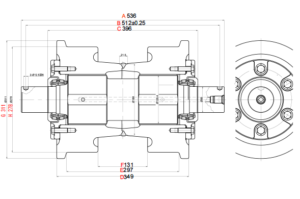 D10 track roller single flange