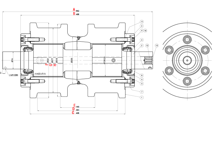 DESSIN DU ROULEAU INFÉRIEUR D11