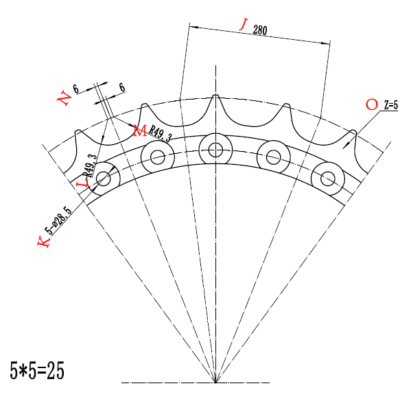 D375 SPROCKET SEGMENT DRAWING