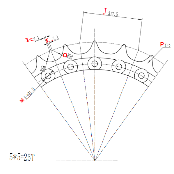 D475 කොටසේ sprocket ඇඳීම