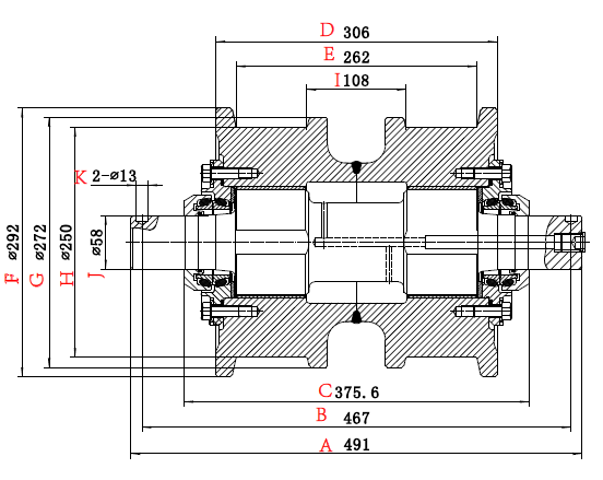 D9N TRACK ROLLER DRAWING