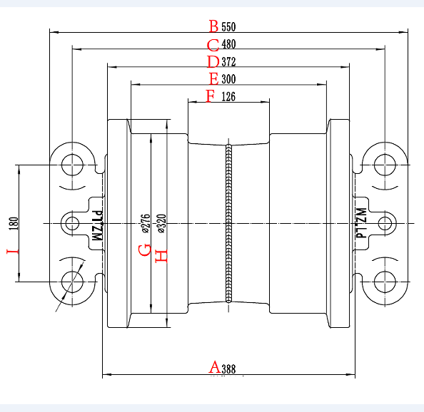 PC1250 TRACK ROLLER DRAWING