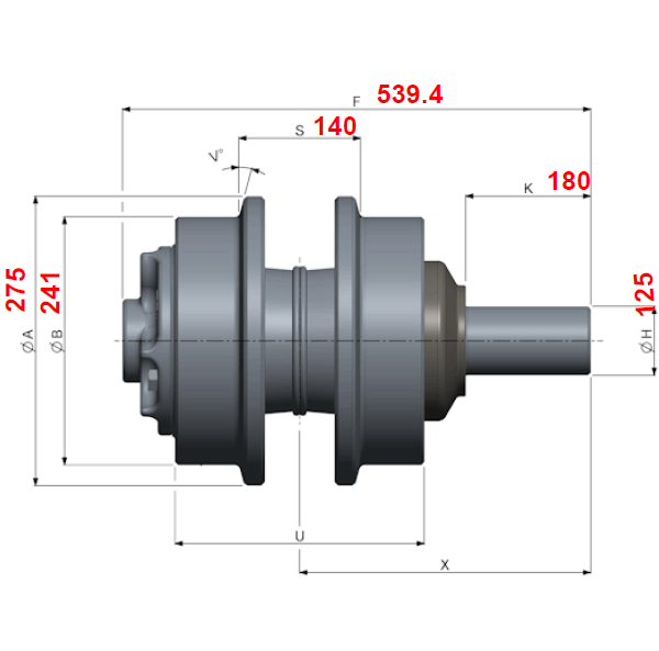 PC2000-8 CARRIER ROLLER Drawing