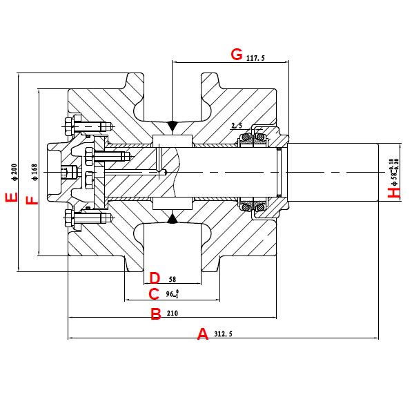 PC400 CARRIER ROLLER DRAWING