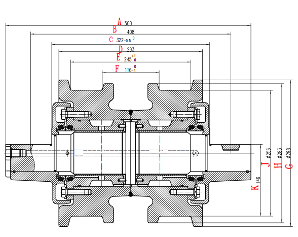 D155 track roller DF drawing